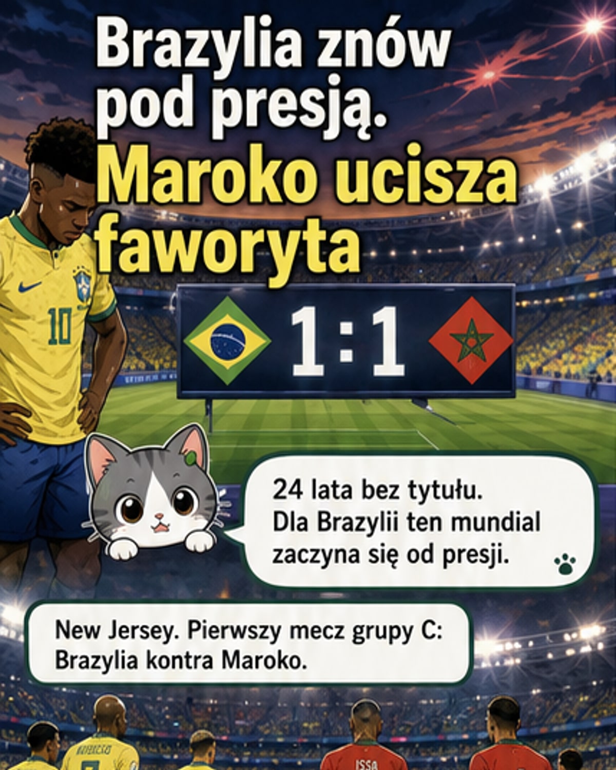 Brazylia zremisowała z Marokiem 1:1