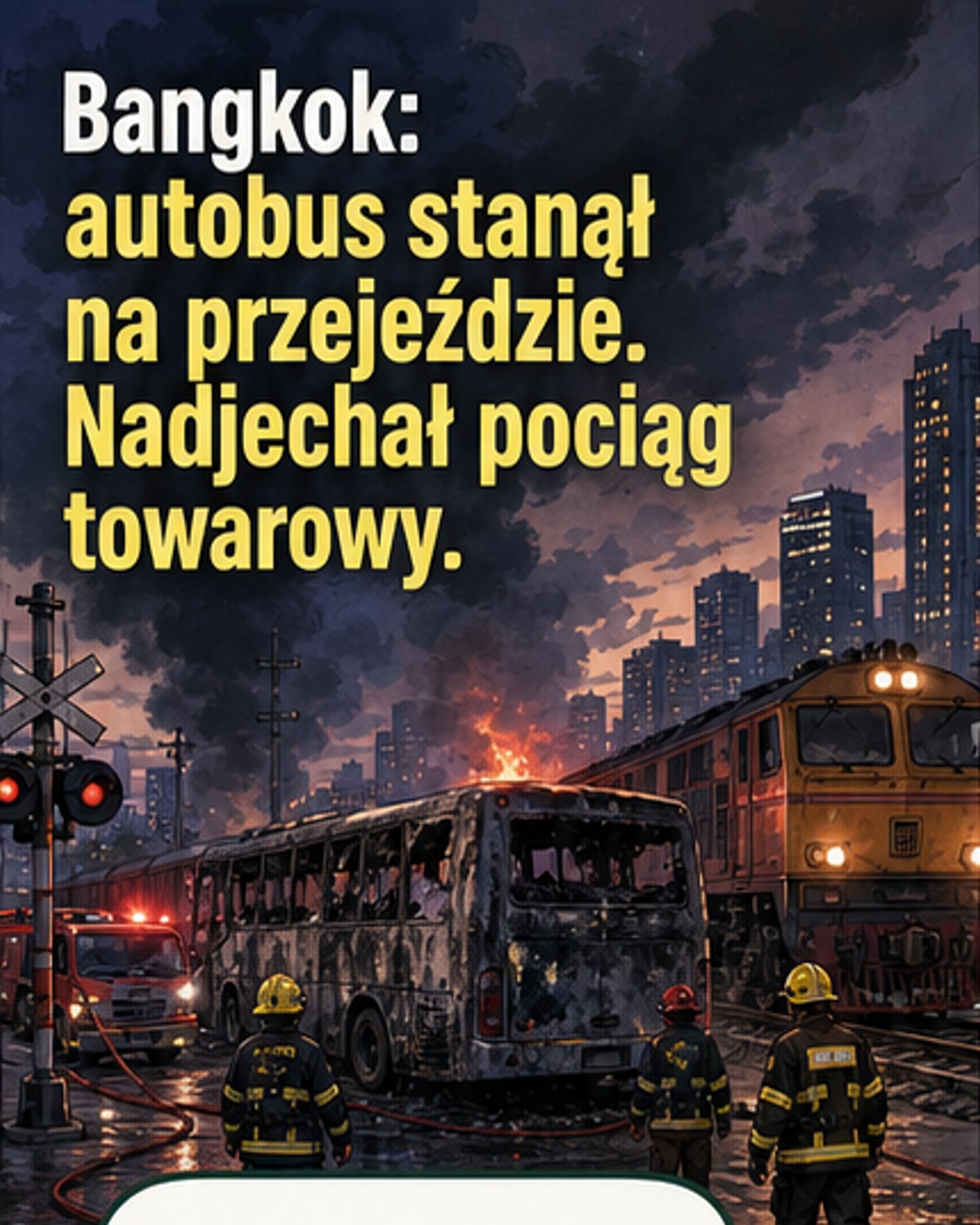 Pociąg wjechał w autobus w Bangkoku