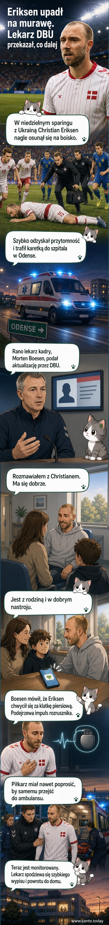 Christian Eriksen podczas meczu, trzyma się za klatkę piersiową tuż przed upadkiem na boisko.