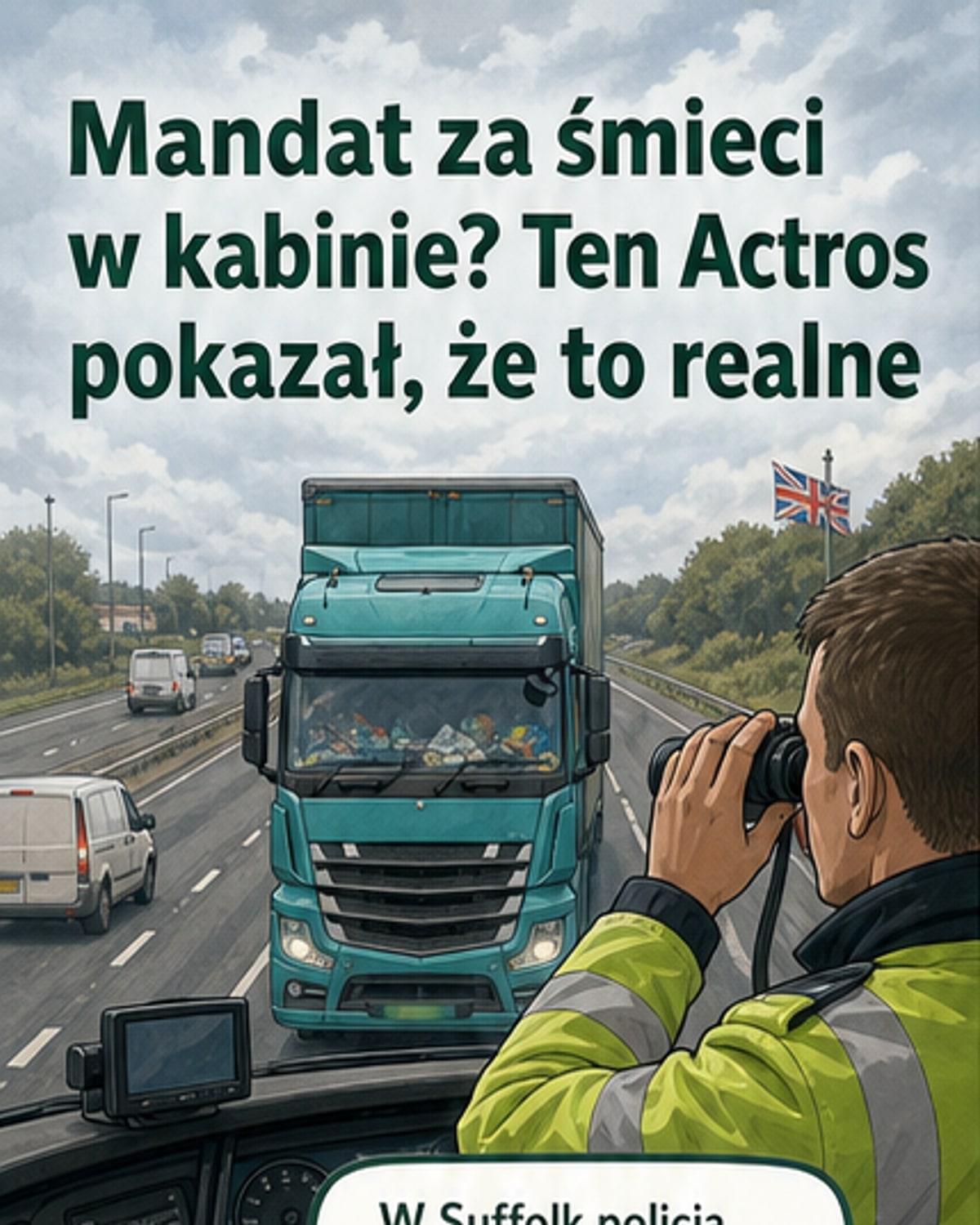 Mandat za bałagan w kabinie ciężarówki