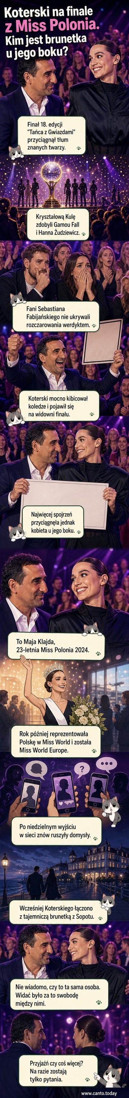 Michał Koterski i Maja Klajda podczas wyjścia w Sopocie, para w eleganckich strojach, w tle luksusowy hotel.