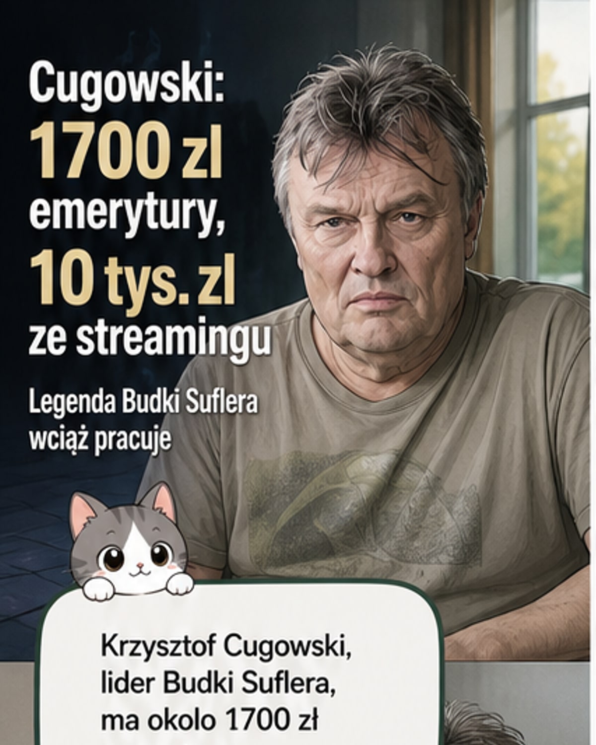 Cugowski: 1700 zł emerytury, 10 tys. ze streamingu
