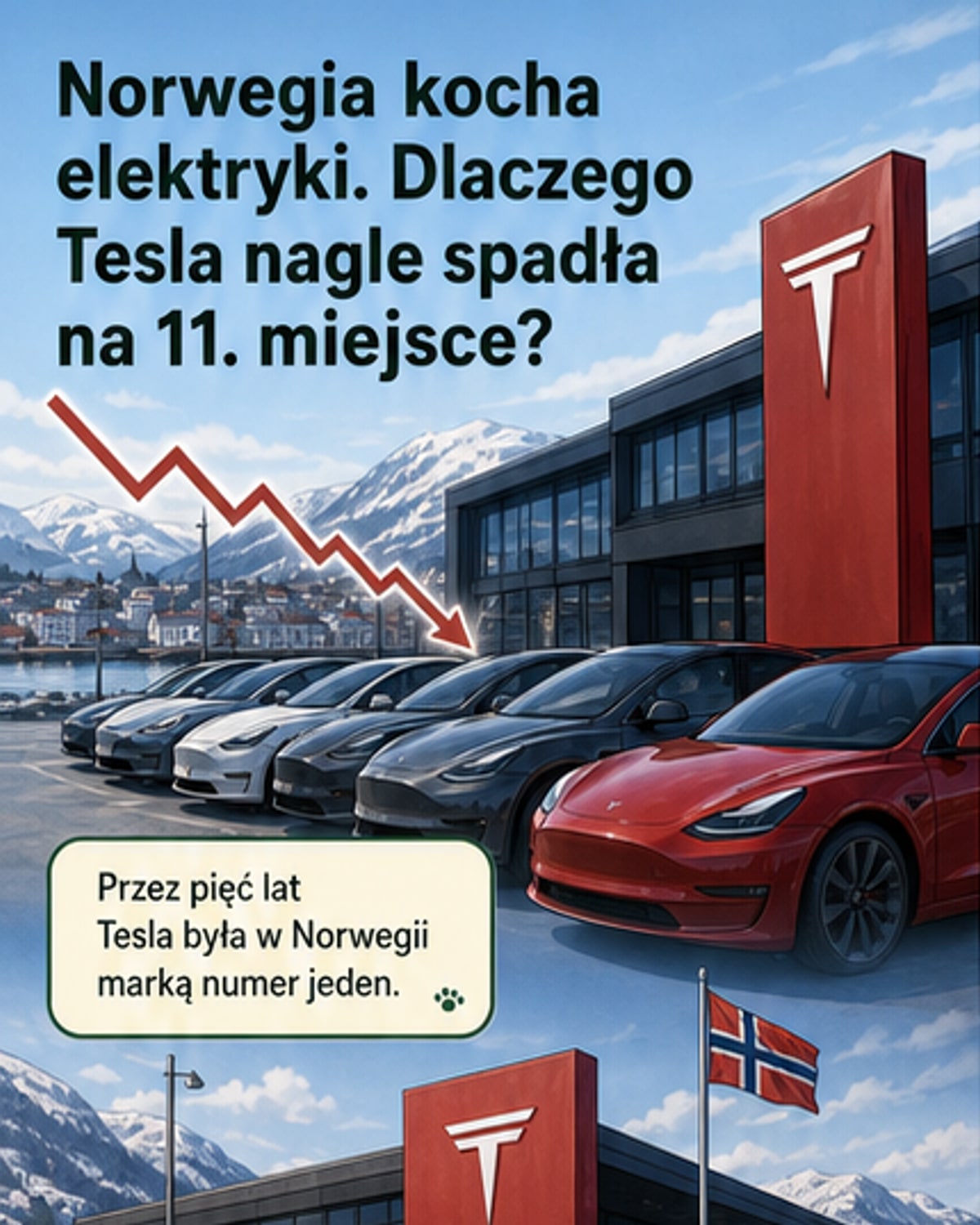 Tesla spadła na 11. miejsce w Norwegii