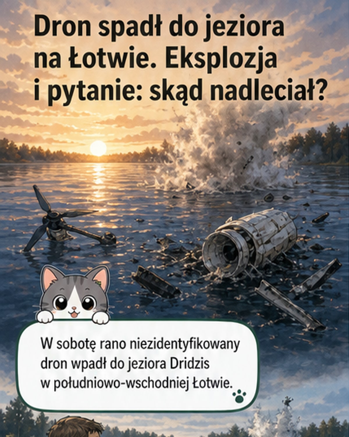 Dron spadł do jeziora w Łotwie. Eksplozja
