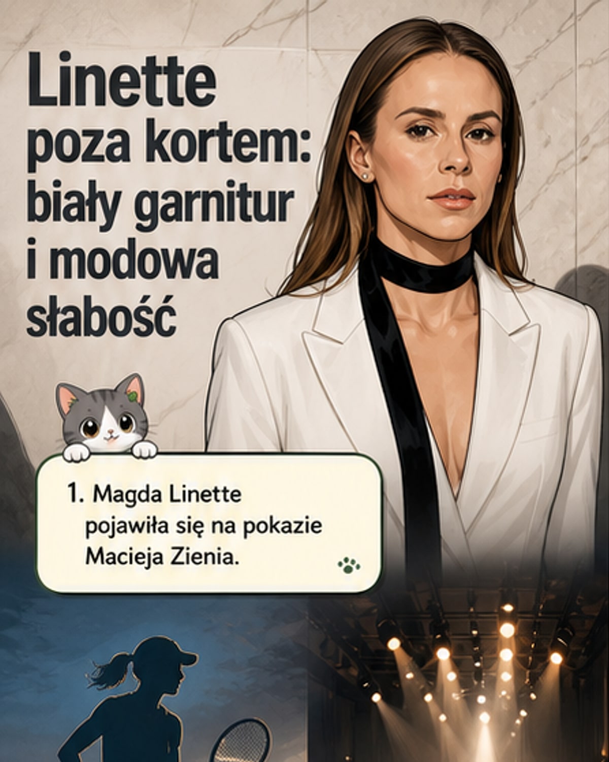 Magda Linette w bieli na pokazie Zienia