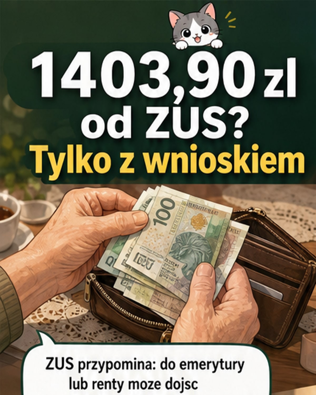 1403 zł od ZUS: emeryci muszą sami wystąpić