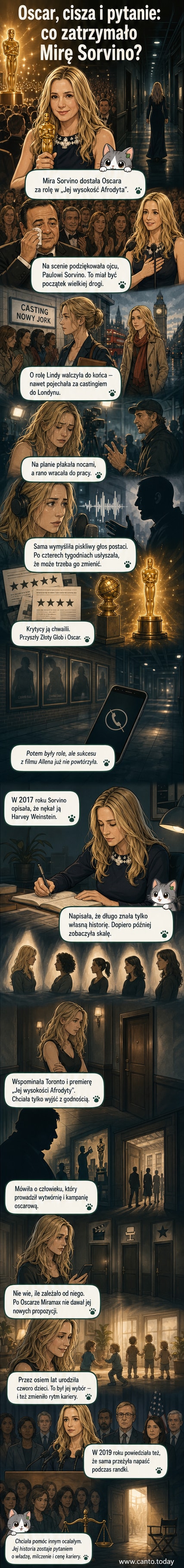 Mira Sorvino w scenie z filmu 'Jej wysokość Afrodyta' – w niebieskim stroju, z rozpuszczonymi włosami, stoi obok Woody'ego Allena