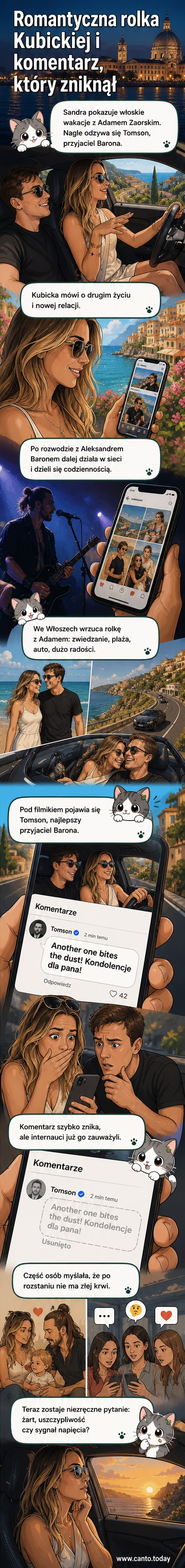Sandra Kubicka i Adam Zaorski na tle włoskich krajobrazów, uśmiechnięci podczas wakacji
