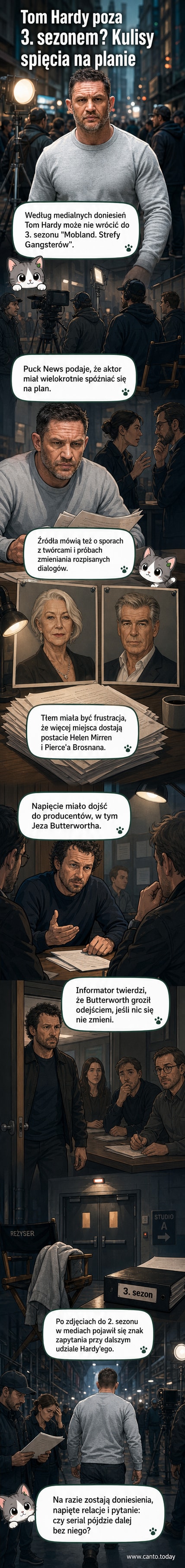 Tom Hardy w kadrze z serialu 'Strefa interesów', w tle widoczny mroczny, miejski klimat produkcji
