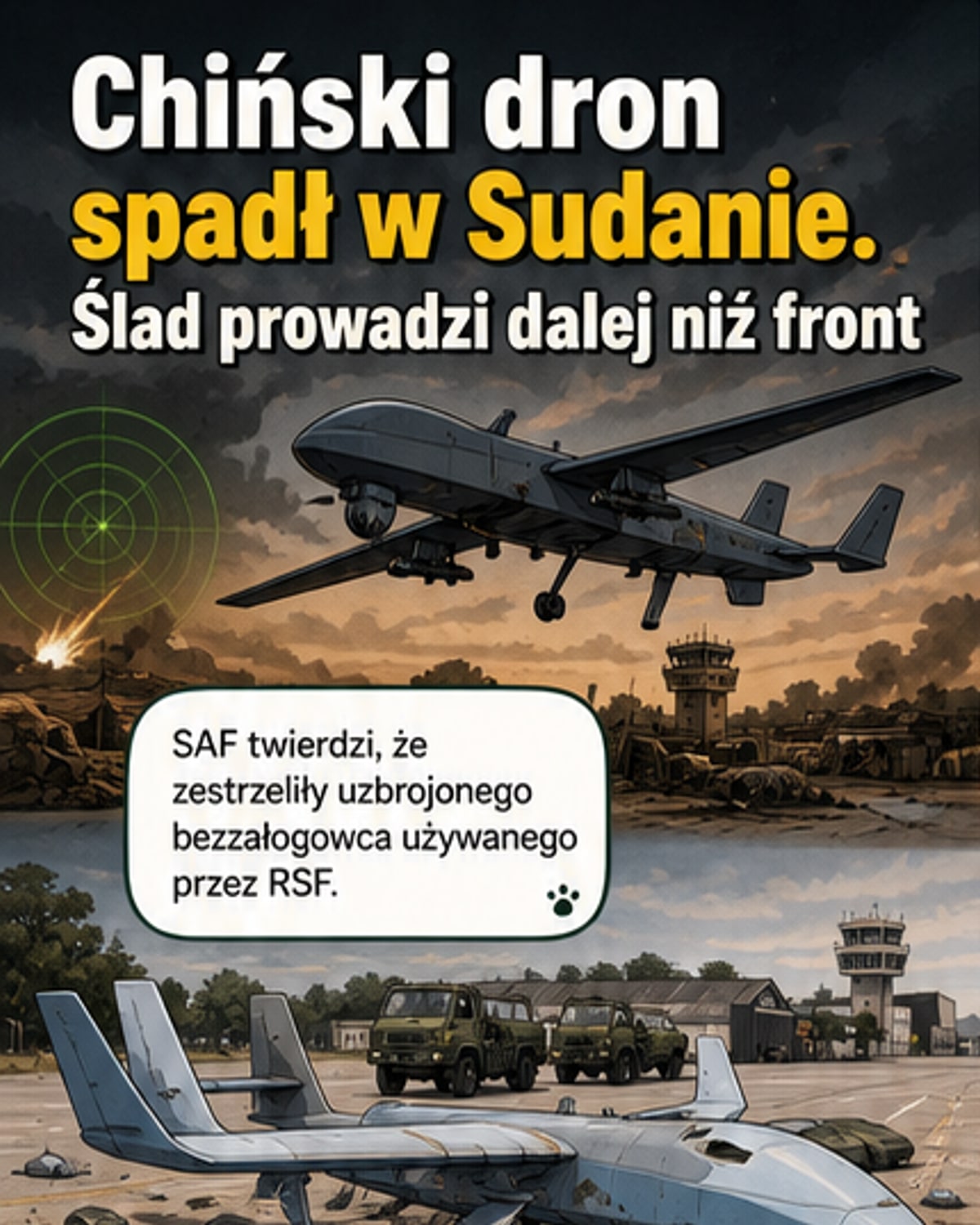 Zestrzelony chiński dron w Sudanie