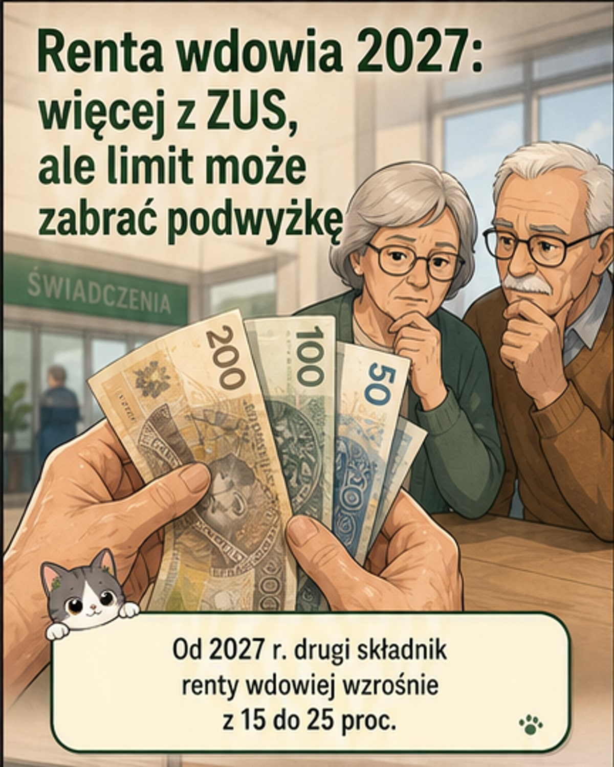 Renta wdowia 2027: +450 zł, ale nie każdemu