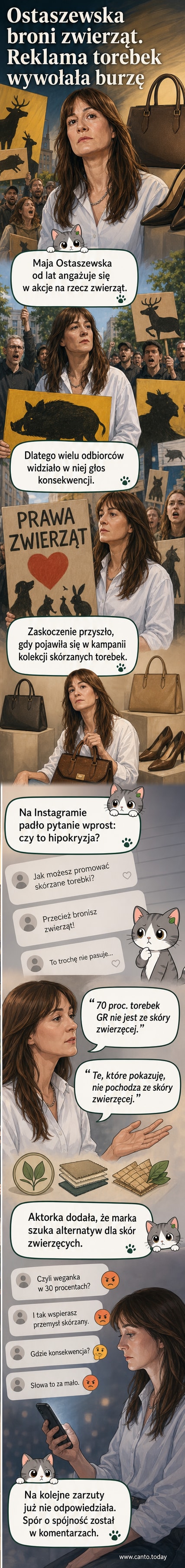 Maja Ostaszewska w stylizacji z torebką i butami przypominającymi skórę, podczas sesji zdjęciowej dla marki obuwniczej.