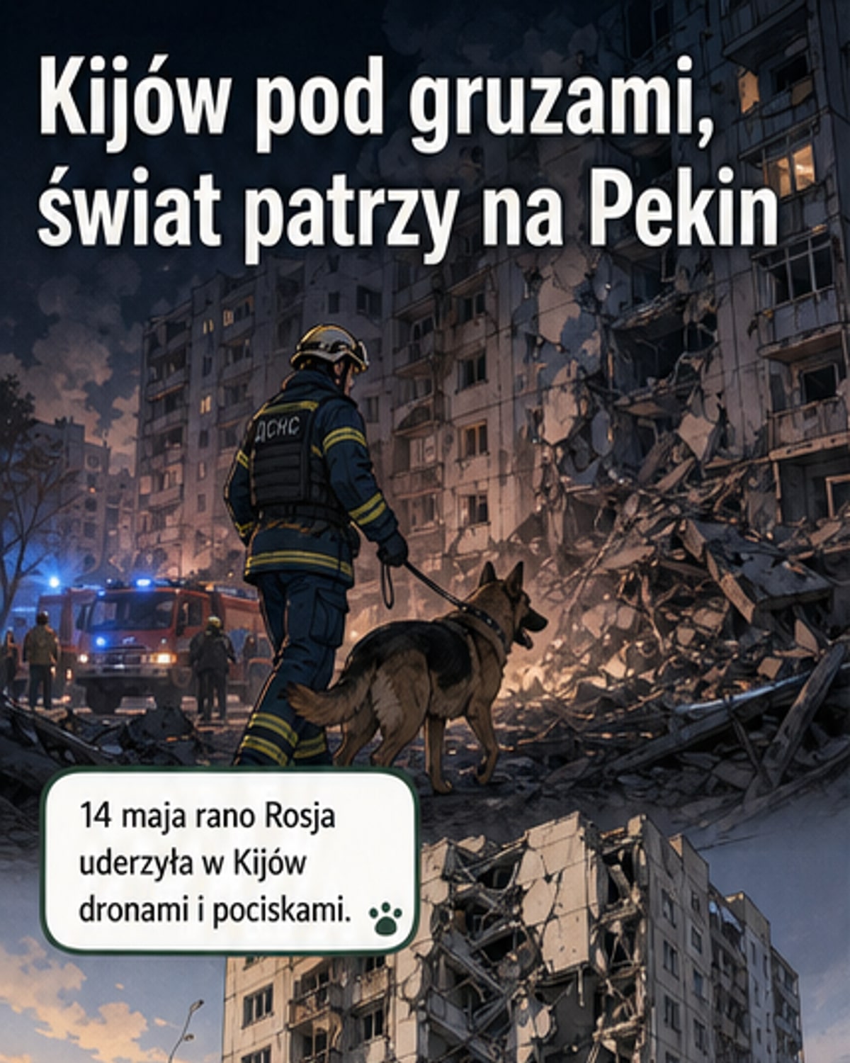 Rosja uderzyła w Kijów podczas wizyty Trumpa w Chinach