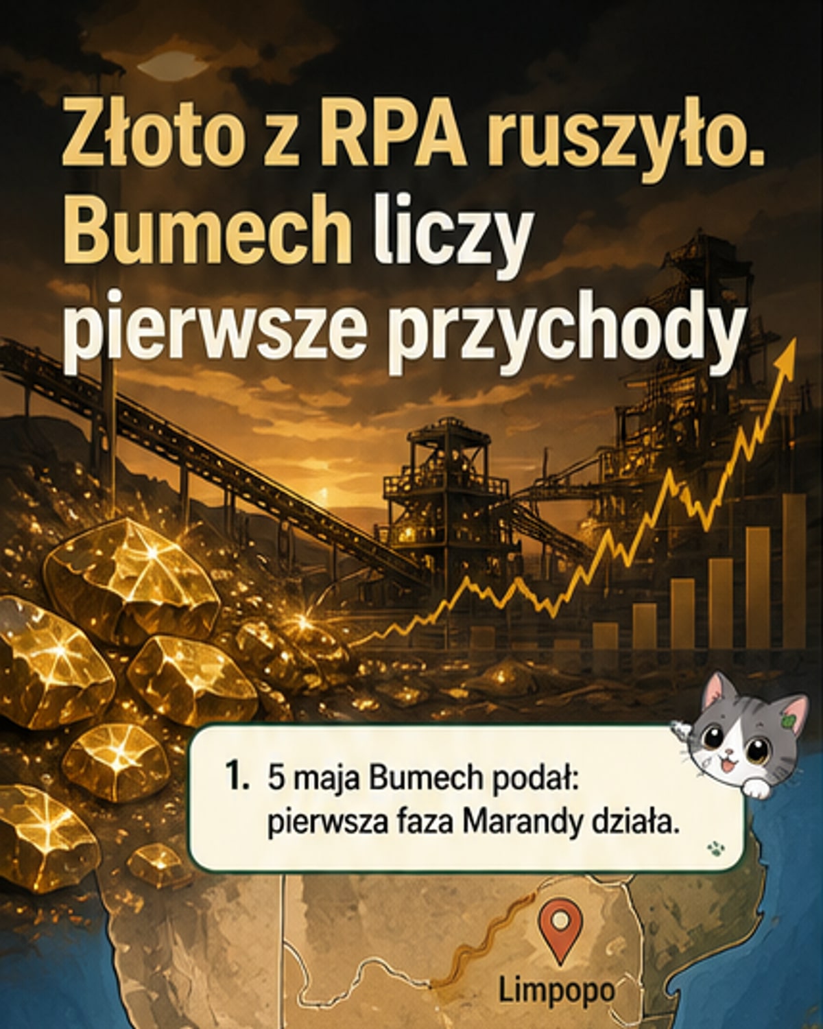 Bumech ruszył z kopalnią złota w RPA