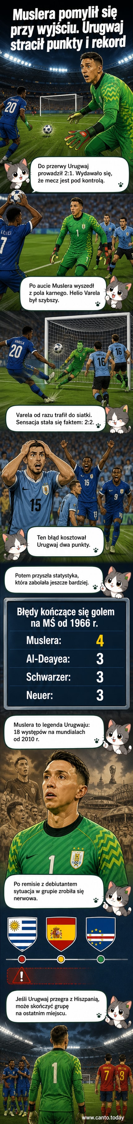 Bramkarz Fernandо Muslera wychodzi z pola karnego, podczas gdy napastnik Republiki Zielonego Przylądka Helio Varela sprintuje w stronę bramki