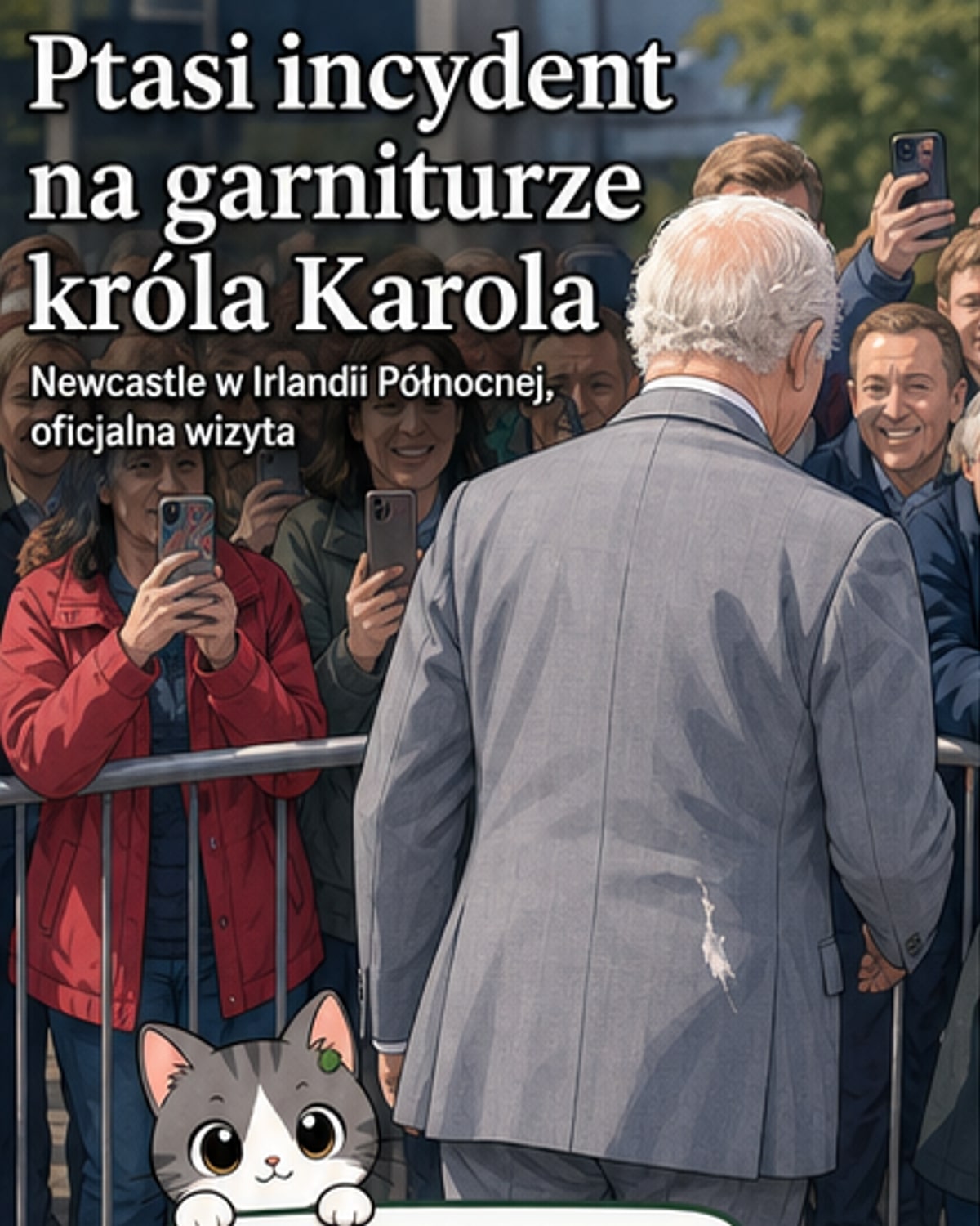 Ptak załatwił się na garnitur króla Karola