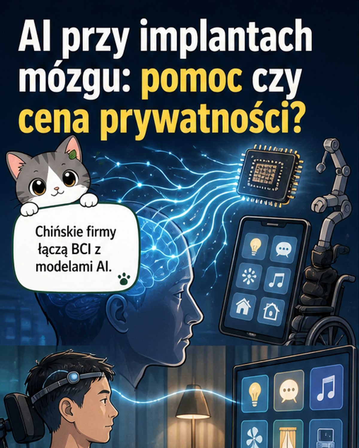 AI wejdzie pacjentom do głowy przez implant mózgu
