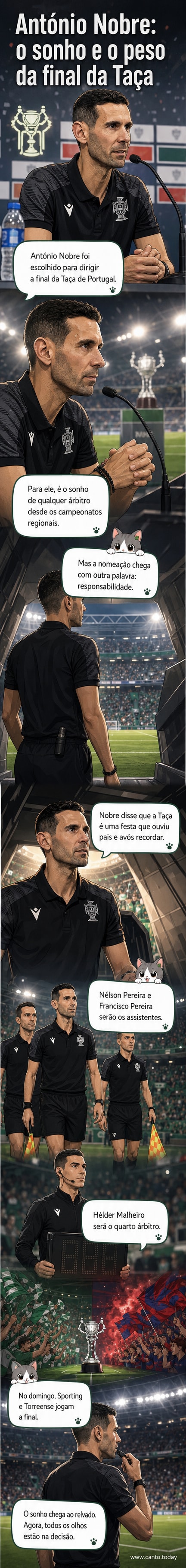 Árbitro António Nobre em campo, preparado para apitar a final da Taça de Portugal entre Sporting e Torreense.