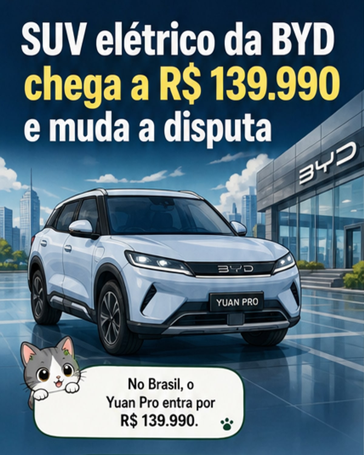 BYD lança SUV elétrico por R$ 140 mil