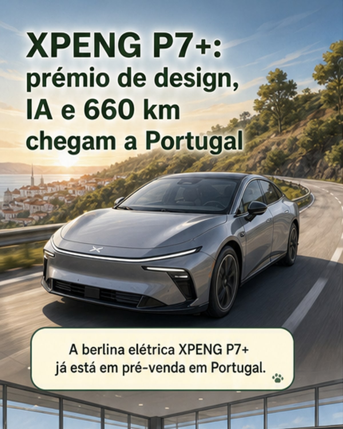 XPENG P7+ chega a Portugal com IA e 660 km