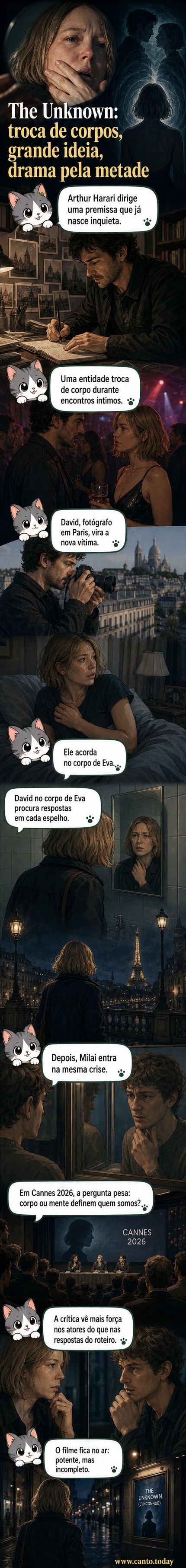 Léa Seydoux em cena do filme 'The Unknown', com expressão pensativa em ambiente noturno e sombrio.