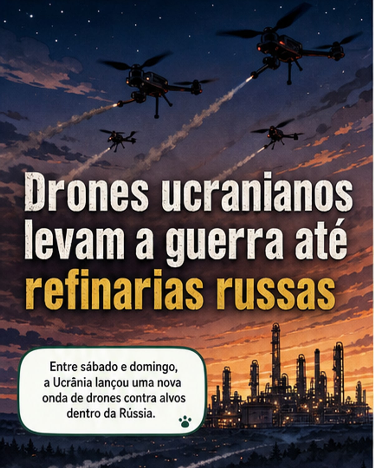 Drones ucranianos atingem alvos na Rússia