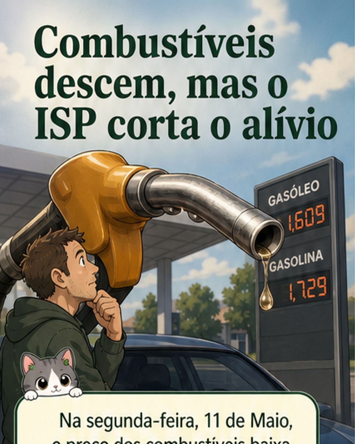 Combustíveis baixam, mas Estado aumenta imposto