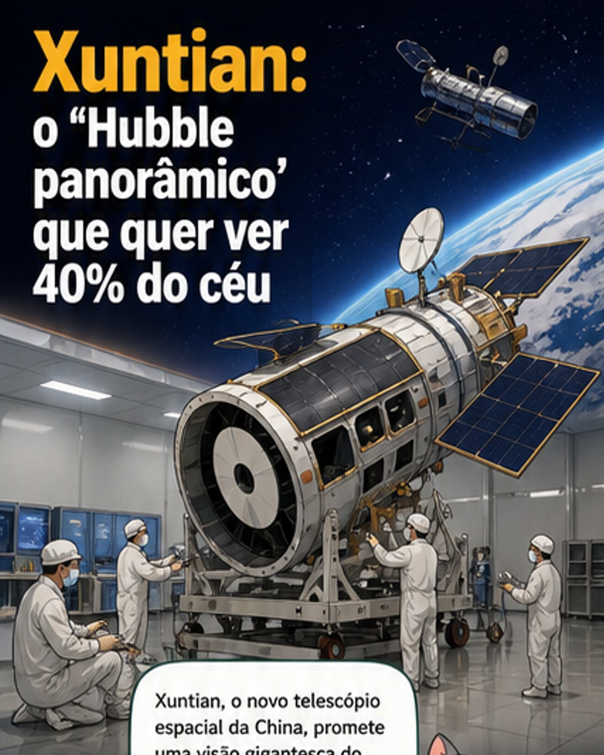 China lança 'Hubble panorâmico' com visão 300x maior