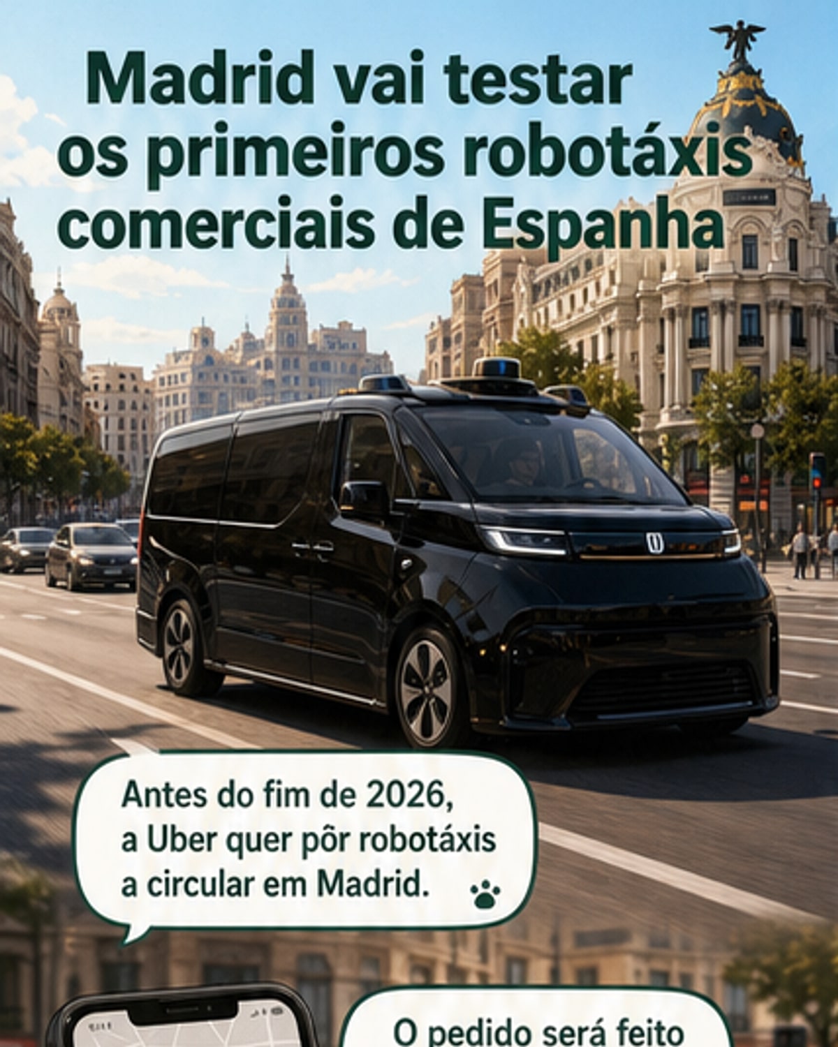 Madrid será a primeira cidade da Europa a testar robotáxis