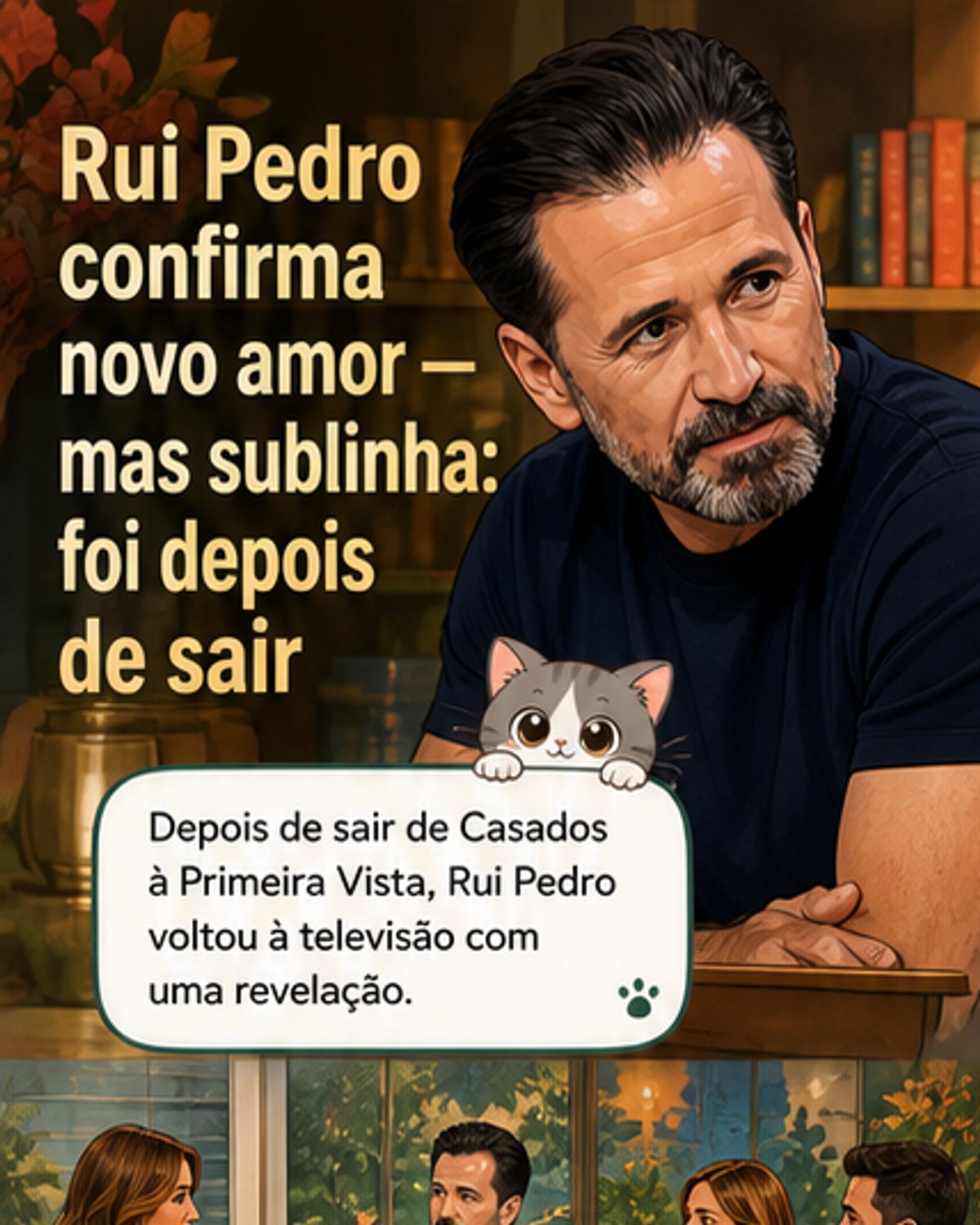 Rui Pedro sorrindo durante entrevista no programa 'Casa Feliz', revelando novo relacionamento após saída de reality show.