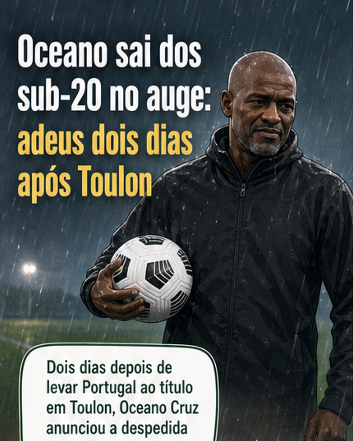 Treinador Oceano Cruz ao lado de jogadores da seleção sub-20 de Portugal, em celebração após vitória no Torneio de Toulon.