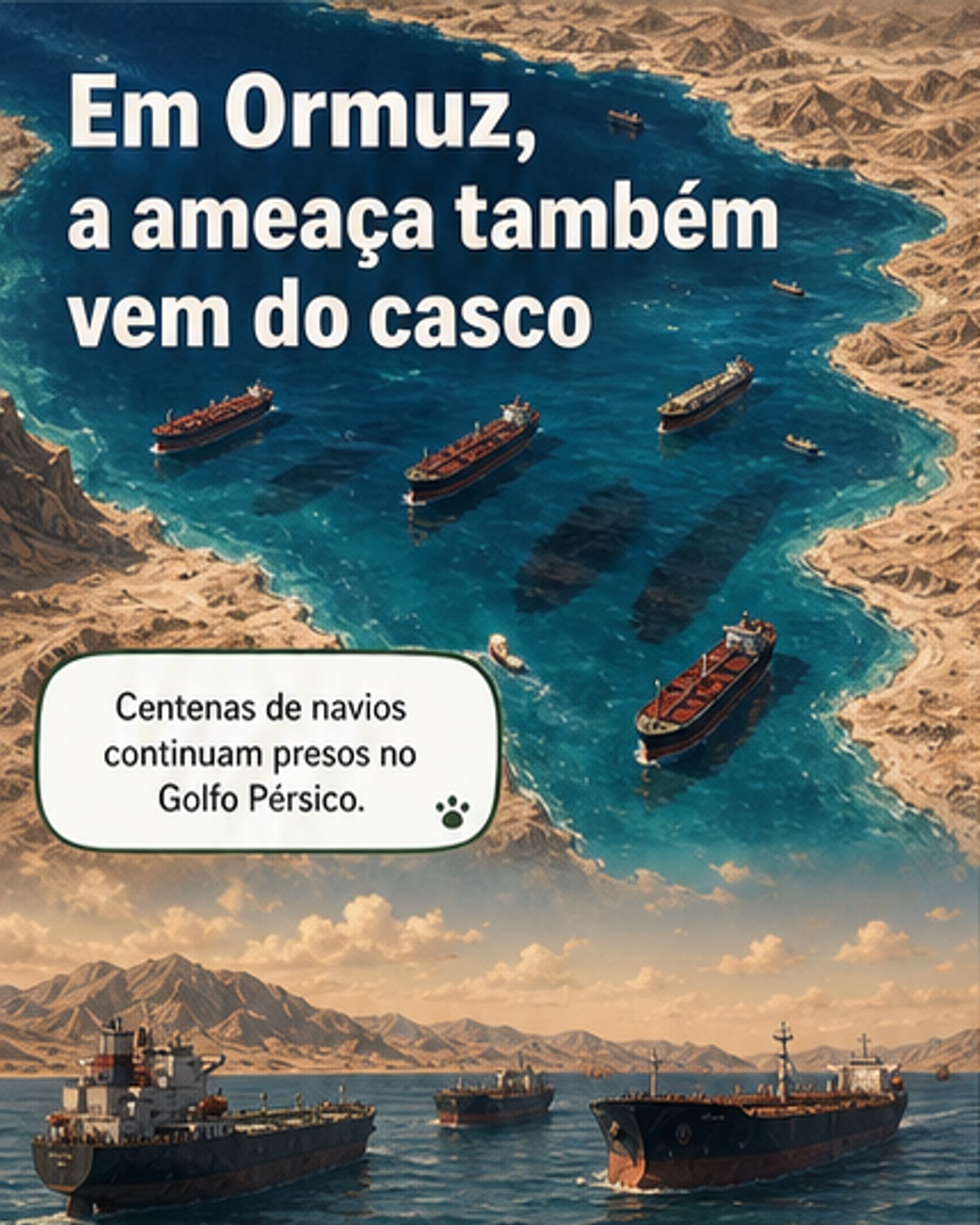 Navios no Golfo cobertos por cracas