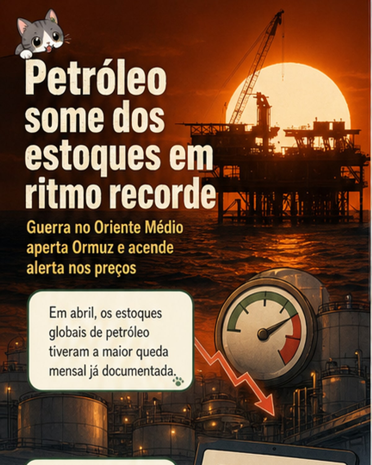 Estoques de petróleo caem a ritmo recorde