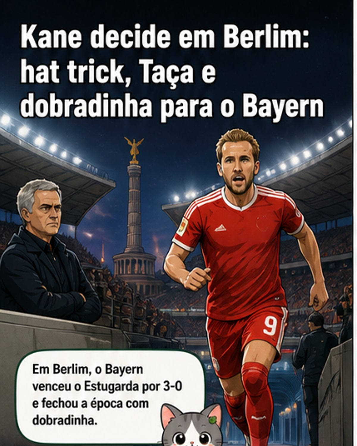 Kane faz hat-trick e Bayern leva dobradinha