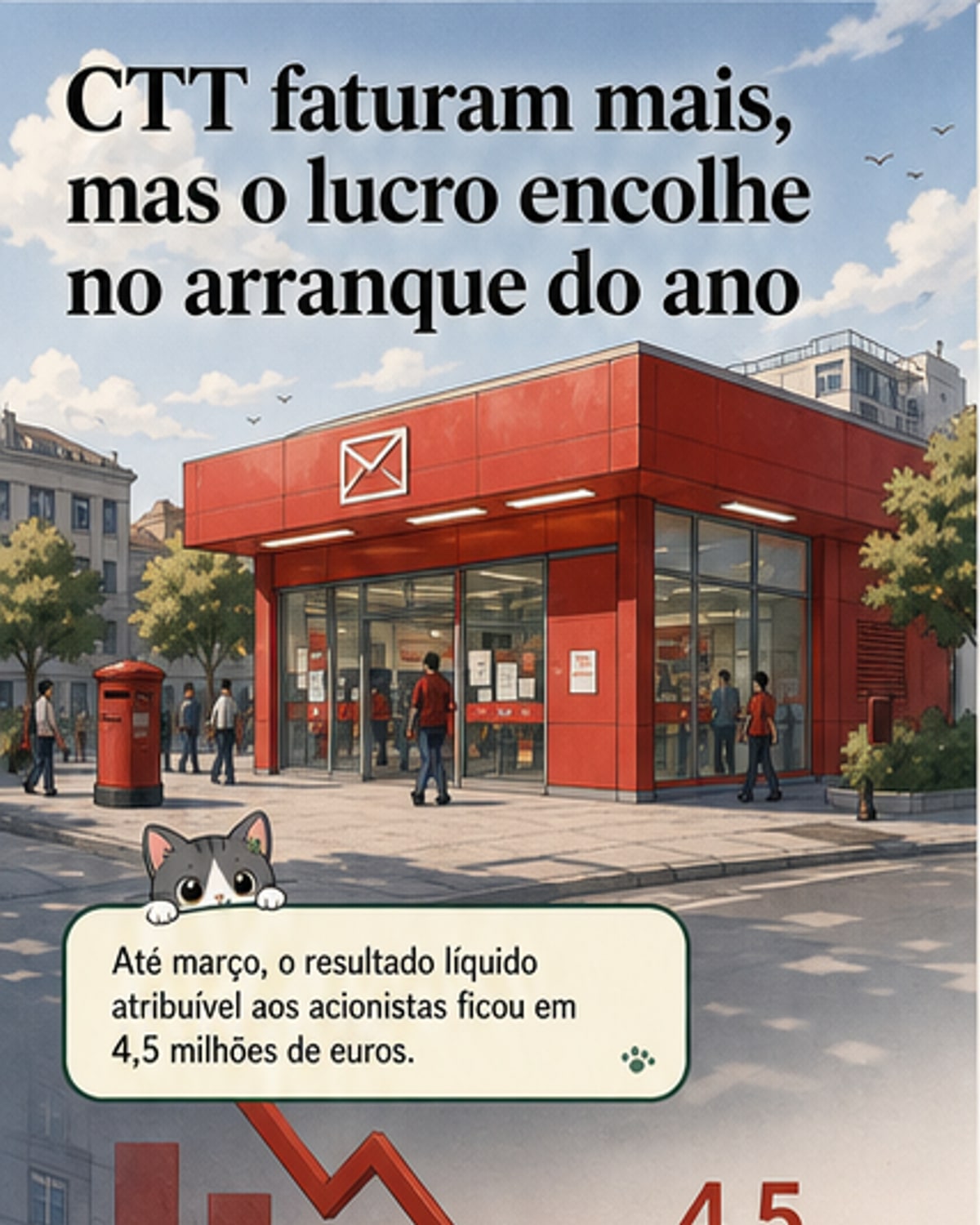 Lucros dos CTT caem 17,6%