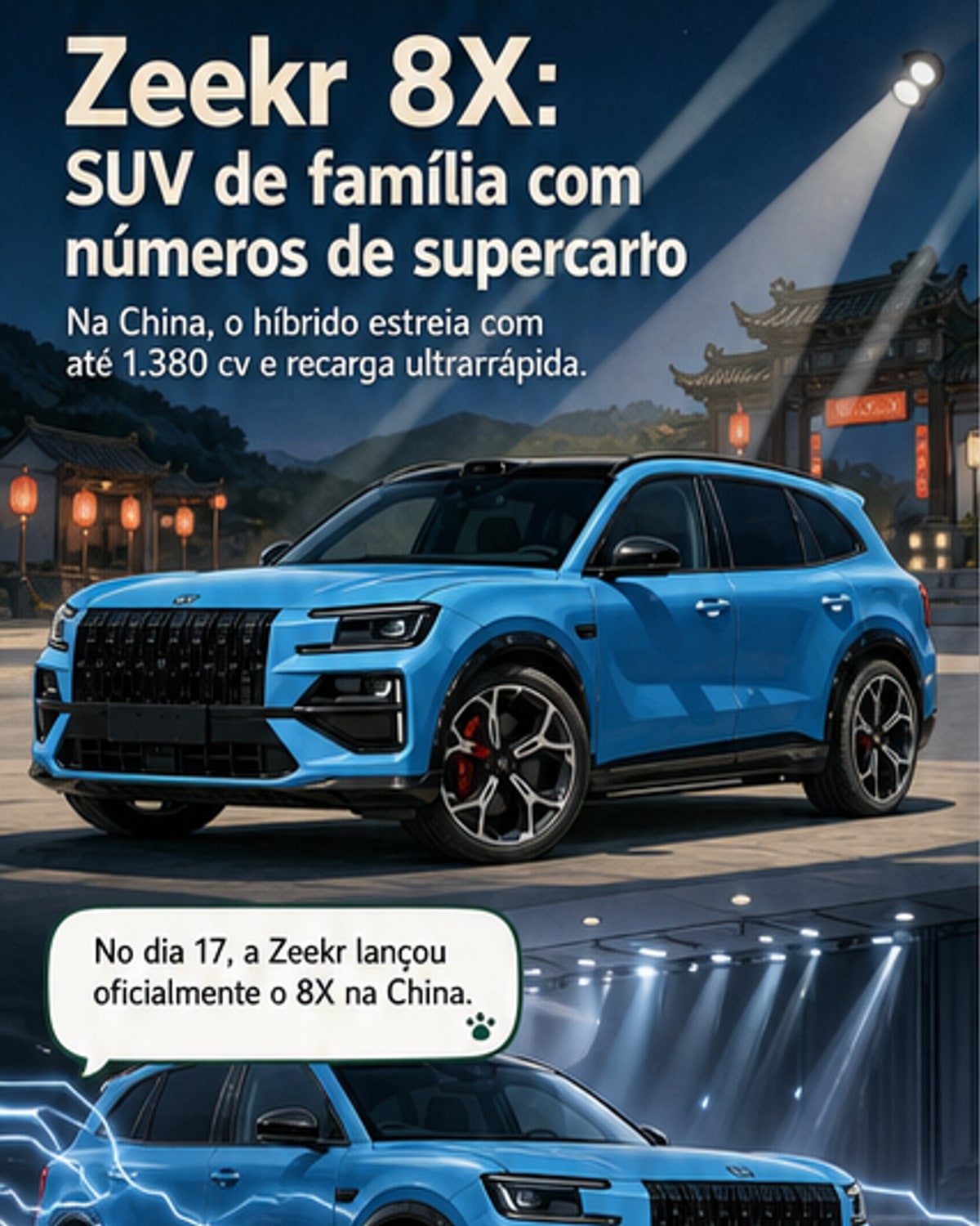 SUV chinês com 1.380 cv chega com recarga rápida