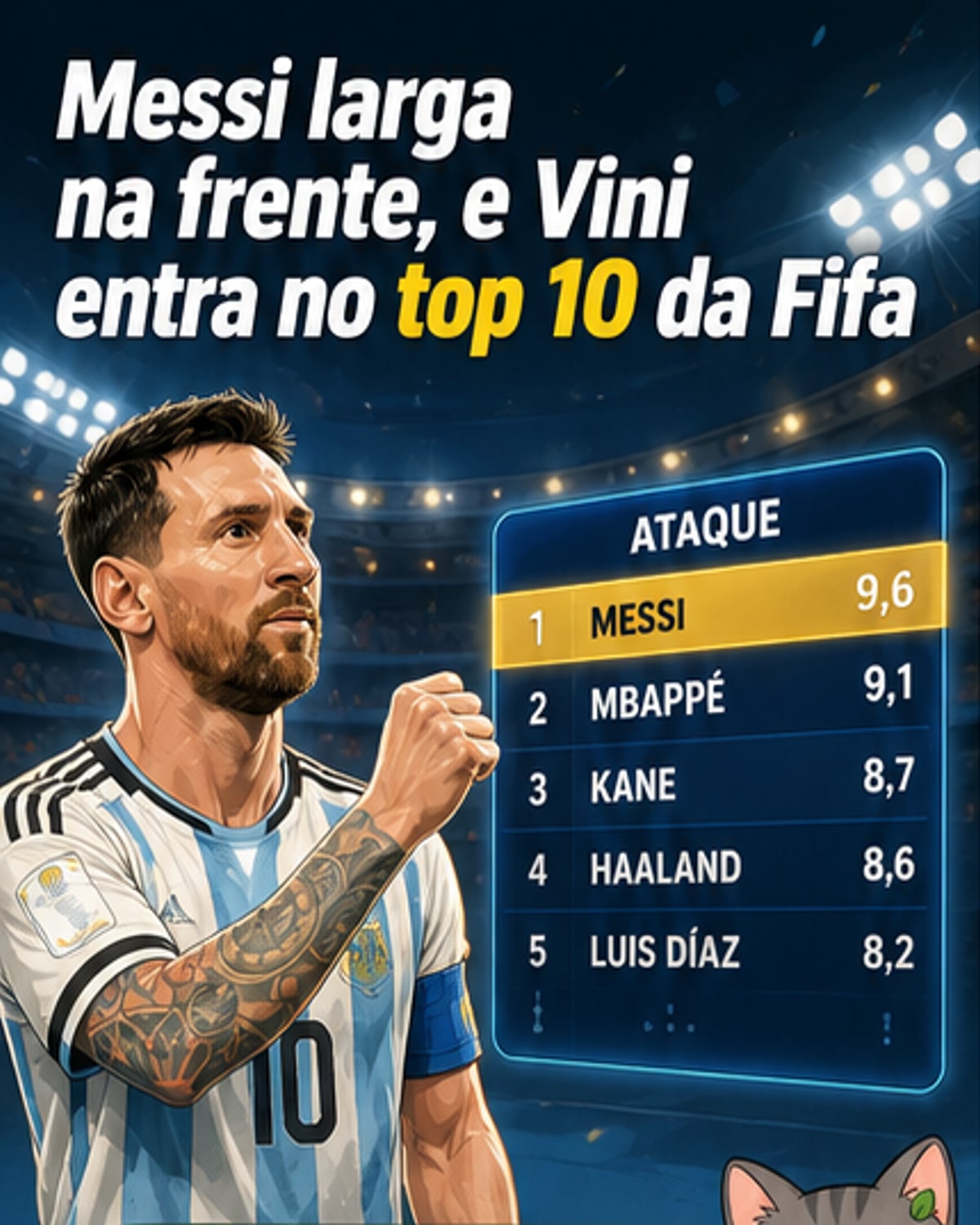 Messi lidera ranking da Copa; Vini Jr. no top 10