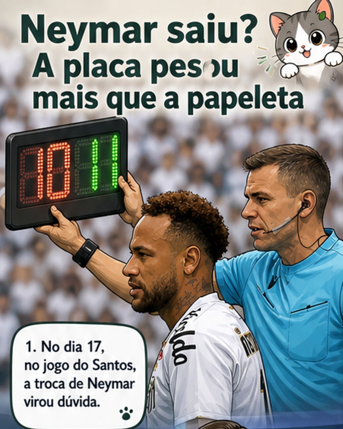 Neymar sai com polêmica em registro de substituição