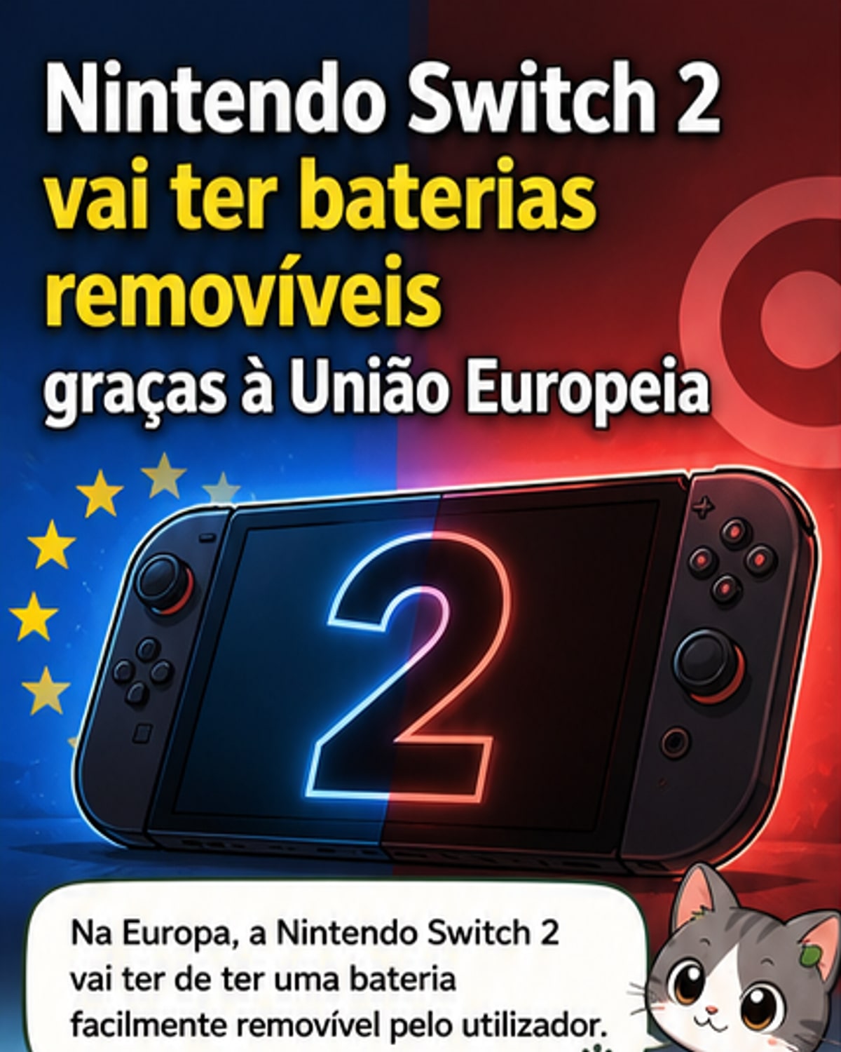 Switch 2 terá baterias removíveis