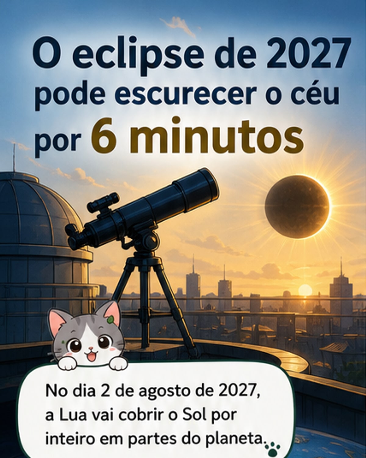 Eclipse total de 6 minutos após 157 anos