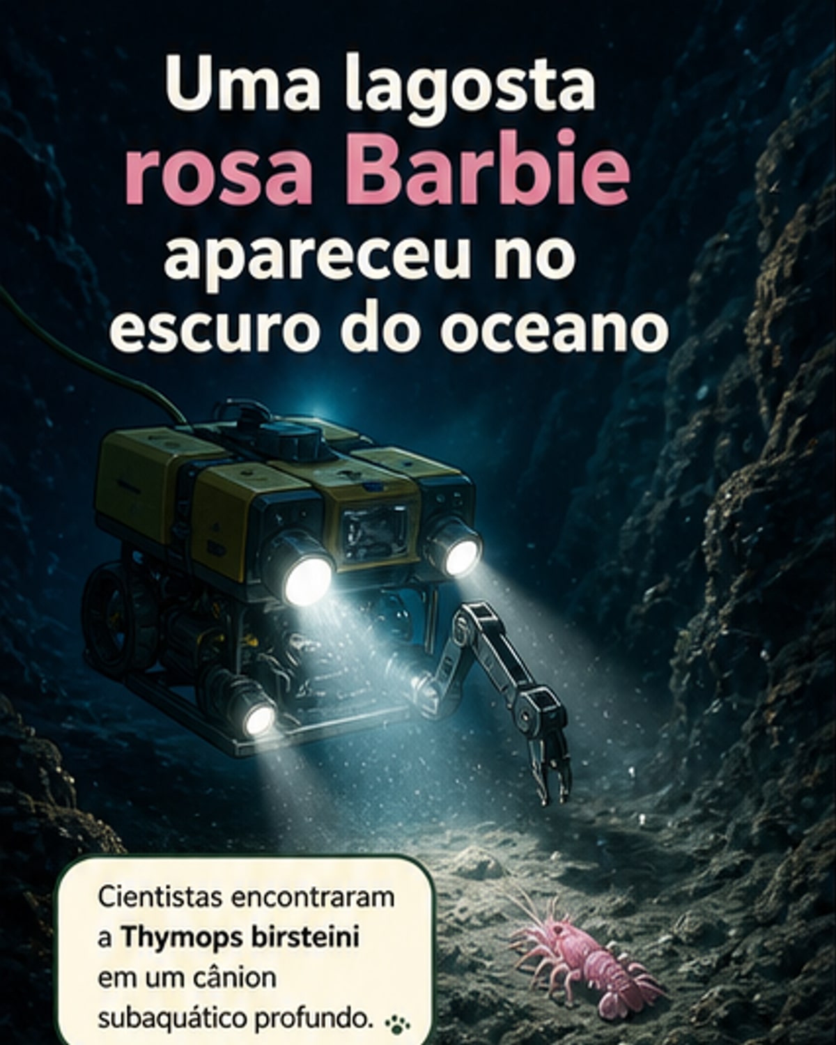 Lagosta rosa Barbie em cânion profundo