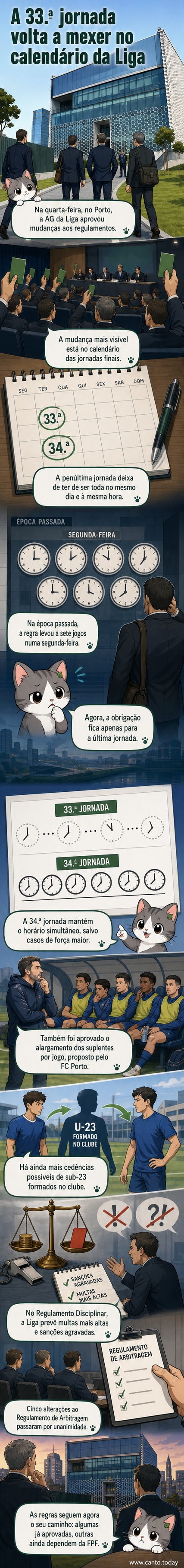 Ilustração de um estádio de futebol com calendário mostrando duas rodadas: a penúltima com horários diferentes e a última com todos os jogos no mesmo horário.