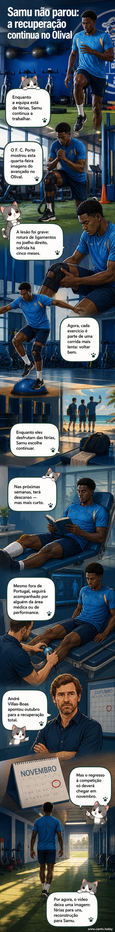 Vídeo do FC Porto mostra o jogador Samu a realizar exercícios físicos no Olival, em recuperação de lesão no joelho direito.