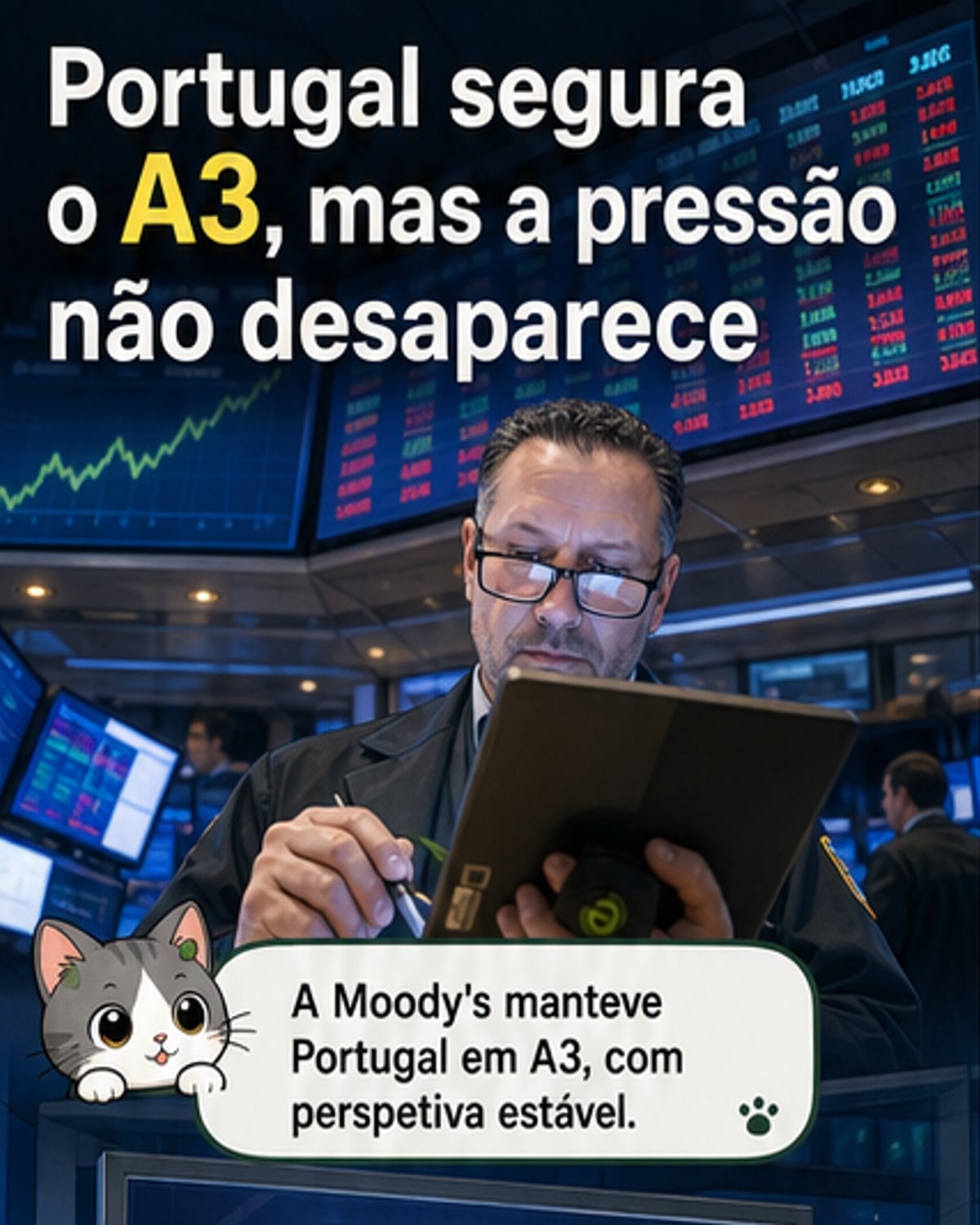 Portugal mantém rating A3 com perspetiva estável