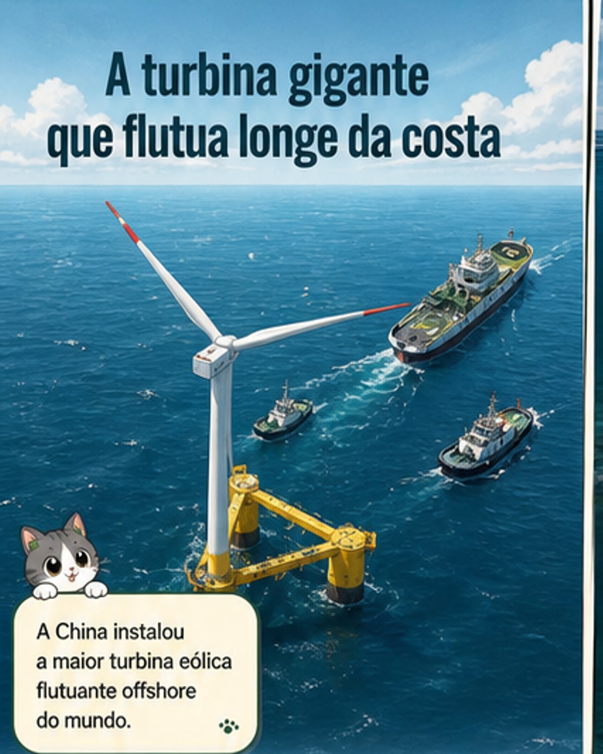 China instala maior turbina eólica flutuante do mundo