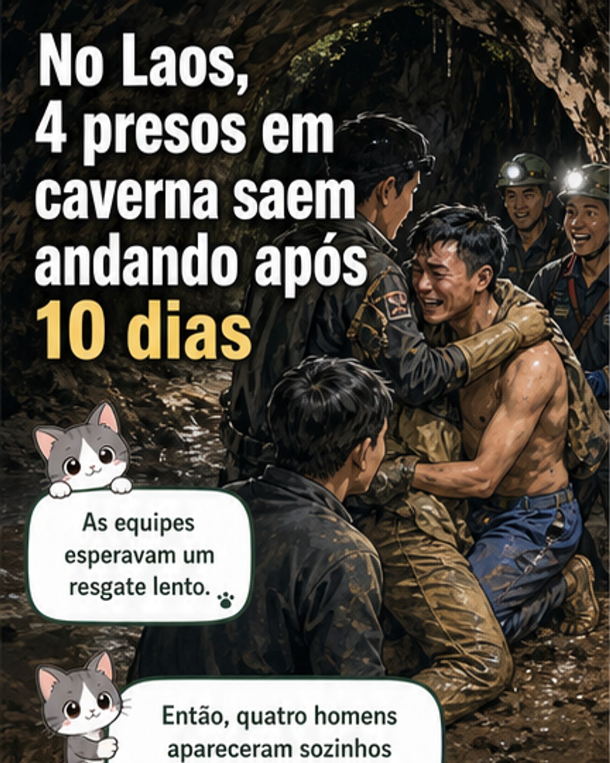 Sobreviventes saem sozinhos de caverna no Laos