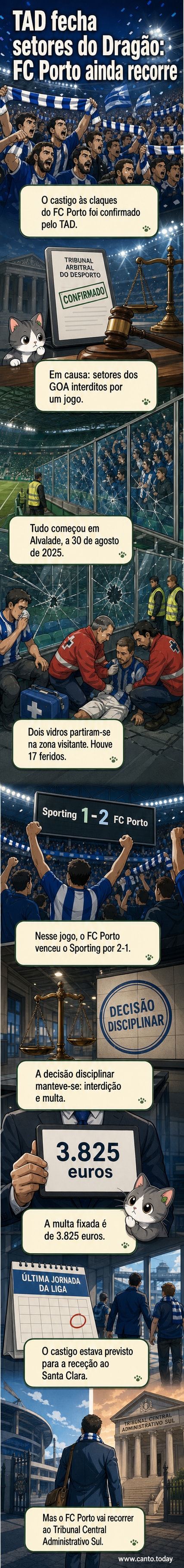 Estádio do FC Porto com setores vazios, simbolizando a interdição de claques após decisão do TAD