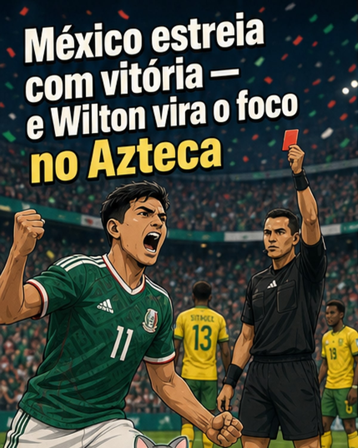 México vence com dois gols e três expulsões