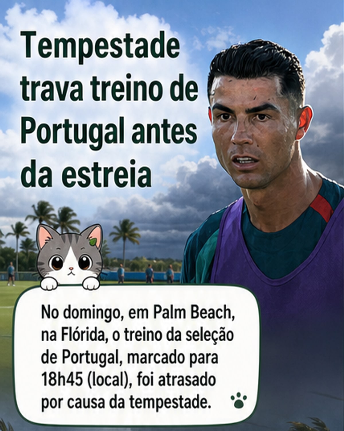 Tempestade interrompe treino de Portugal