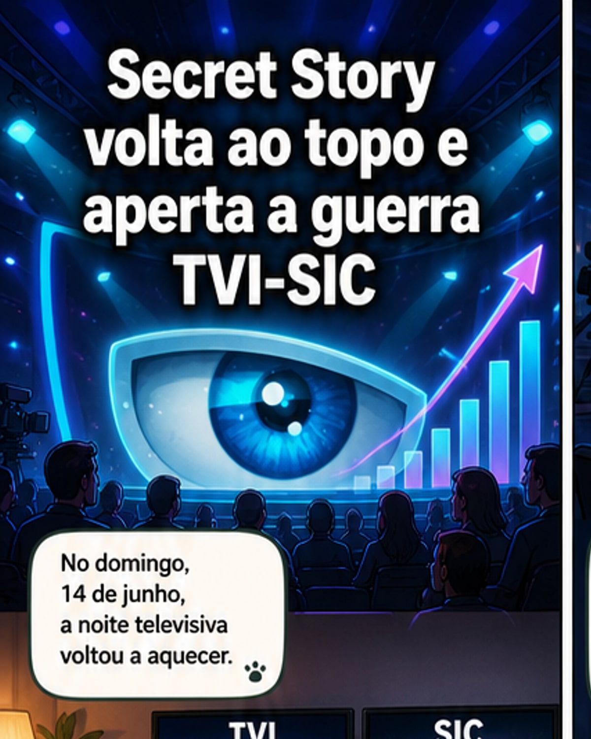 Gráfico de audiências com o Secret Story no topo, seguido pelo Jornal da Noite da SIC e Casados à Primeira Vista
